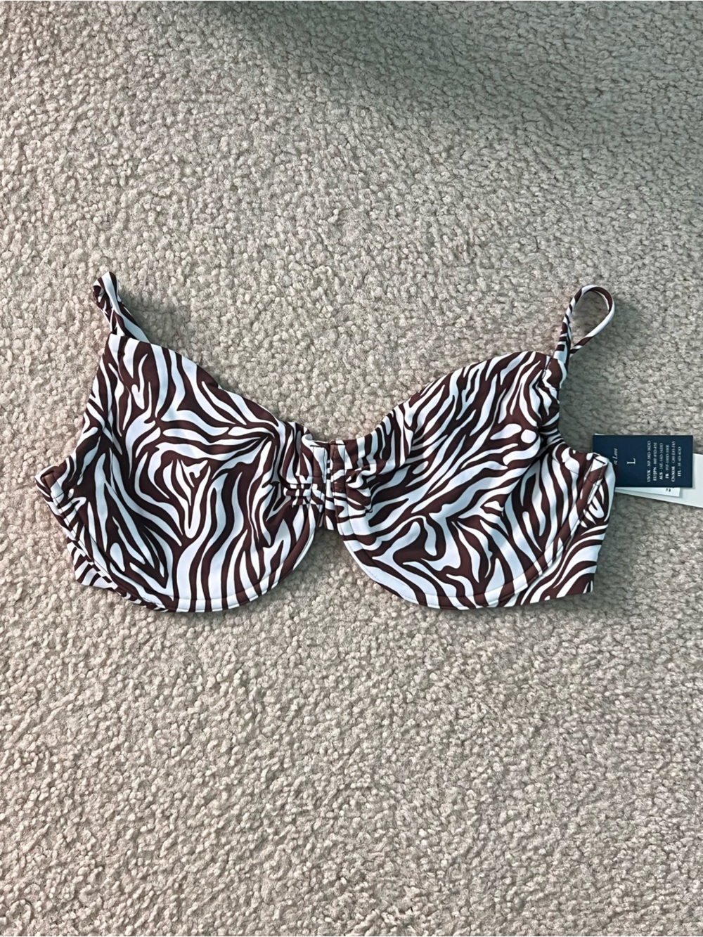 Abercrombie & Fitch Brown and White Zebra Print Bikini Top